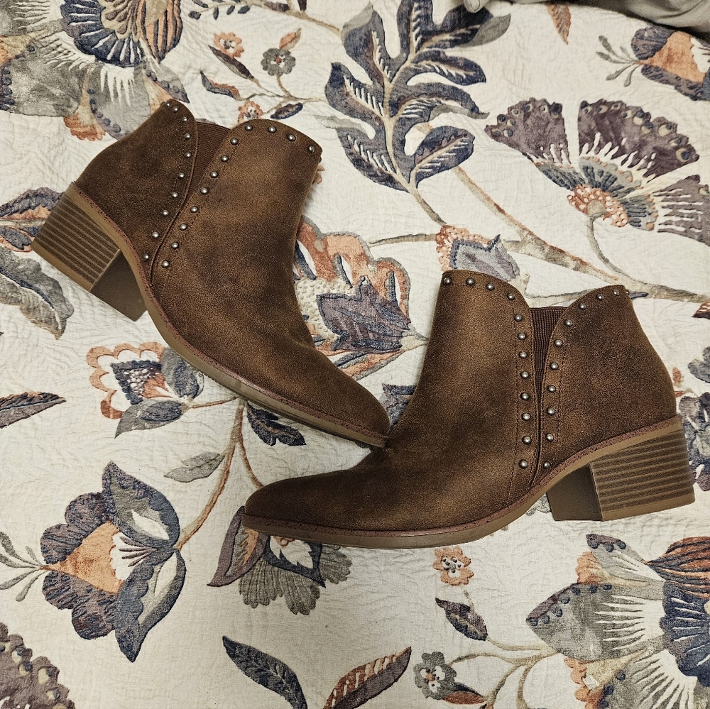 Studded Brown Ankle Boots